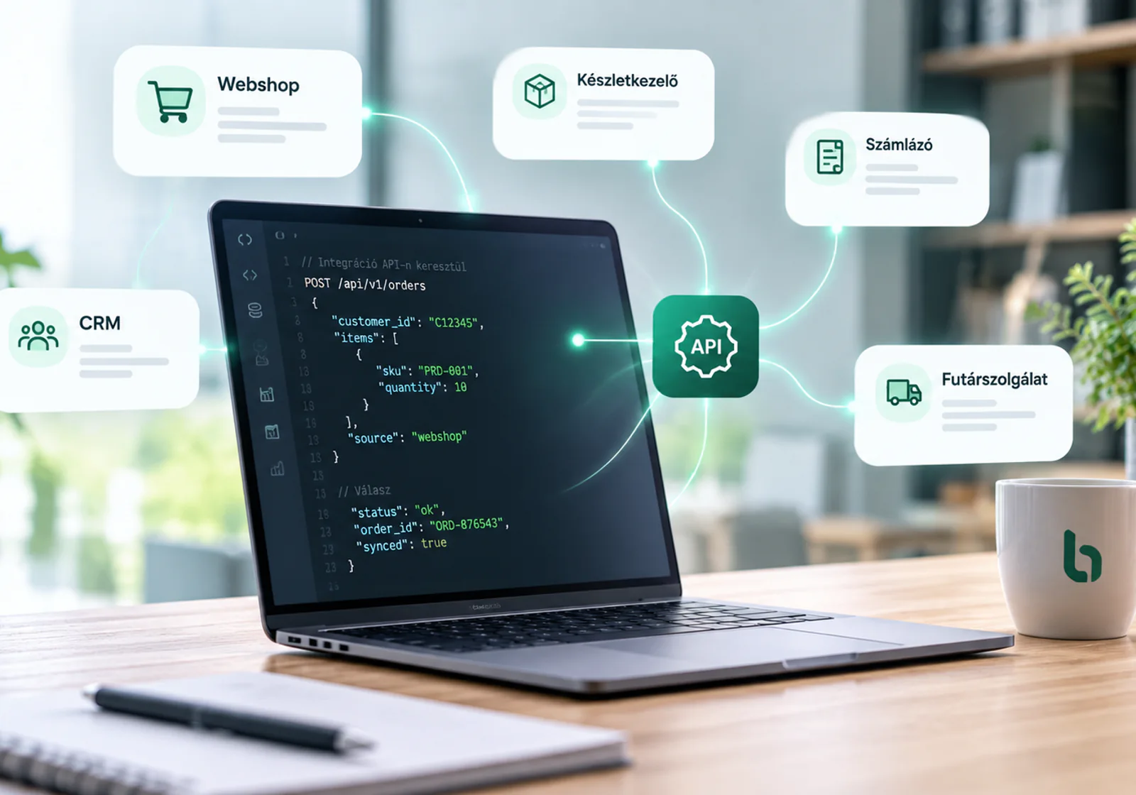 API-n keresztül összekapcsolt webshop, CRM és üzleti rendszerek